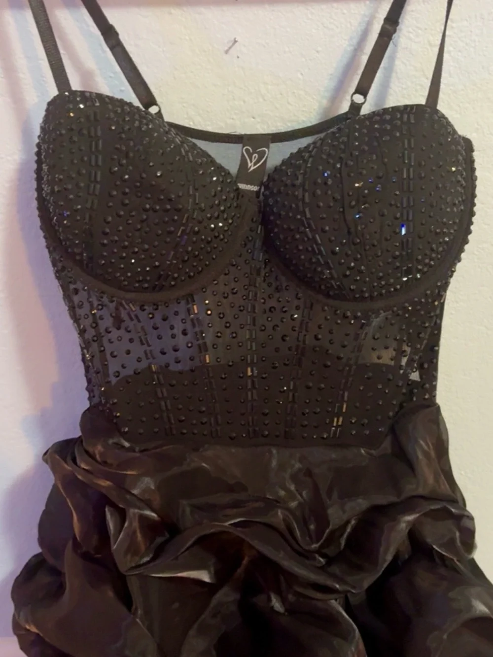 Windsor Black Embellished Ruffled Bustier Mini Dress - Picture 2 of 3